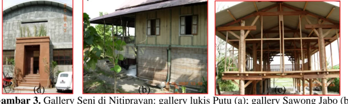 Gambar 3. Gallery Seni di Nitiprayan: gallery lukis Putu (a); gallery Sawong Jabo (b);          