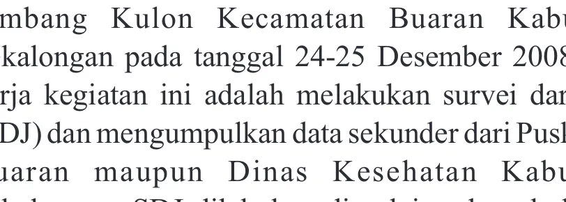 Tabel 1. Penderita mikrofilaremia dan filariasis klinis di Kelurahan Simbang Kulon menurut golongan umur berdasarkan hasil SDJ Tahun 2007
