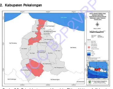 Gambar 5.2. Peta lokasi pengambilan data Rikhus Vektora di Kabupaten Pekalongan Jawa Tengah  