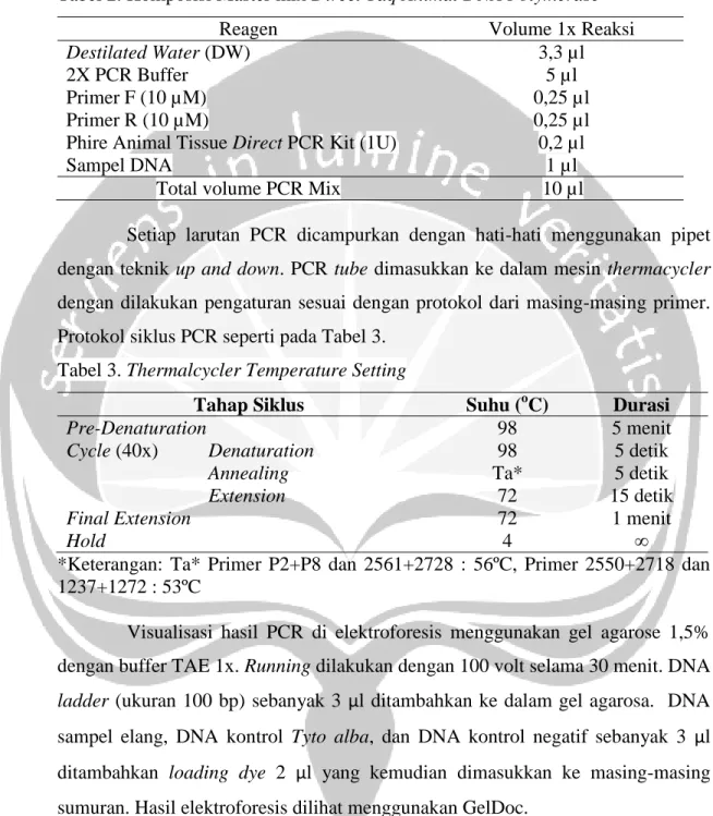 Tabel 3. Thermalcycler Temperature Setting 