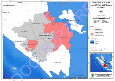 Gambar 5. 1. Peta Lokasi Rikhus Vektora di Provinsi Sumatera Selatan DOC. B2P2VRP