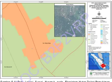 Gambar 5.11.Peta  Lokasi  Survei  Nyamuk  pada  Ekosistem Hutan Dekat Pemukiman    di Kecamatan Talang Kelapa, Kabupaten Banyuasin, Propinsi Sumatera  Ekosistem Hutan Jauh Pemukiman (HJP) DOC