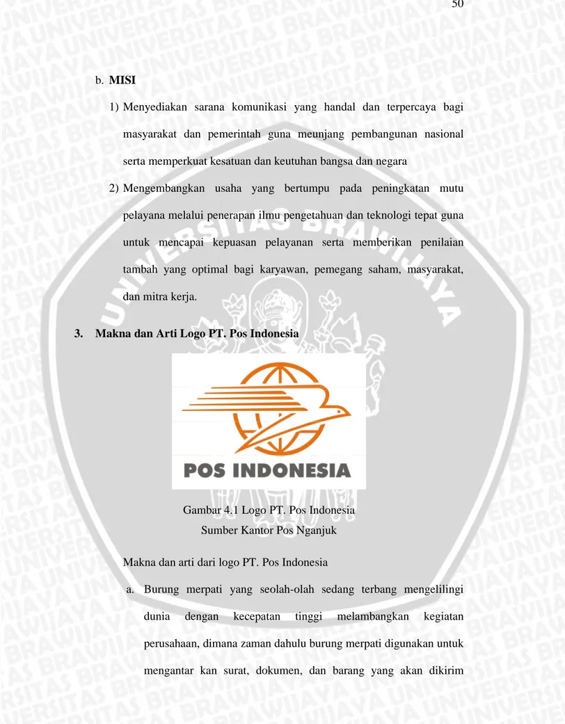 Gambar 4.1 Logo PT. Pos Indonesia  Sumber Kantor Pos Nganjuk   Makna dan arti dari logo PT