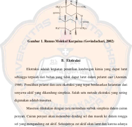 Gambar 1. Rumus Molekul Karpaina (Govindachari, 2002)