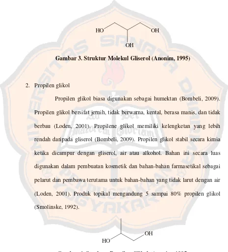 Gambar 4. Struktur Propilen Glikol (Anonim, 1995)