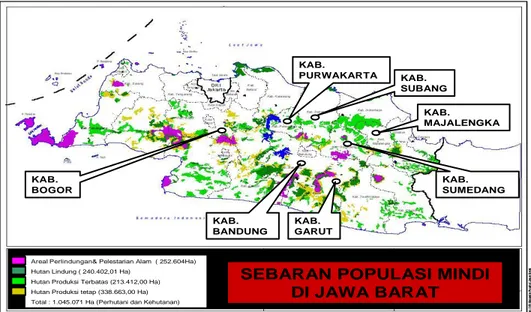 Gambar 1  Sebaran populasi tanaman Mindi di Jawa Barat.
