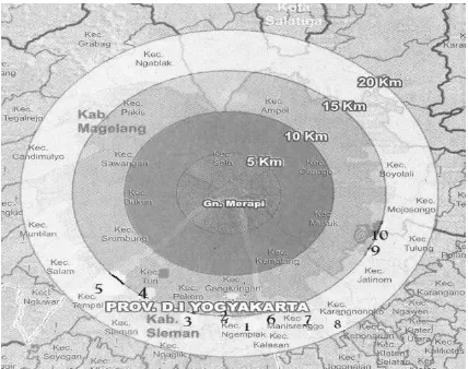 Gambar 1. Peta Merapi (lokasi sampling). 