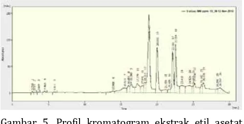 Gambar 3. Profil kromatogram temulawak dengan ekstraksi direbus