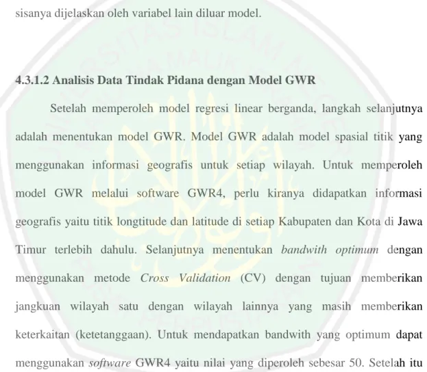 Tabel 4.7 Pengujian Kesesuain Model GWR