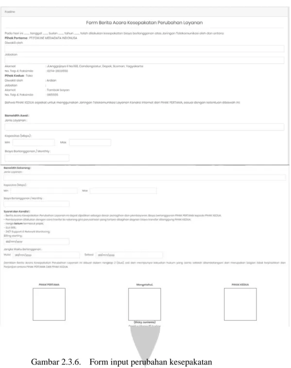 Gambar 2.3.6.  Form input perubahan kesepakatan  