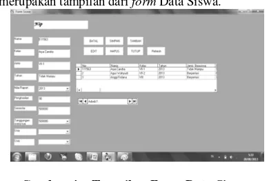Gambar 4:   Tampilan Form  Data Siswa 