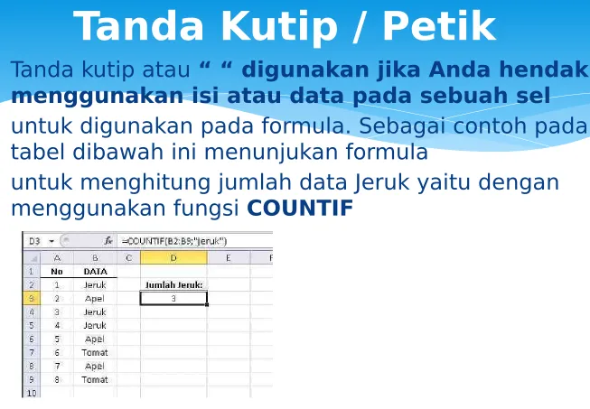 tabel dibawah ini menunjukan formula