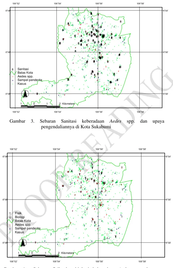 Gambar  3.  Sebaran  Sanitasi  keberadaan  Aedes  spp.  dan  upaya  pengendaliannya di Kota Sukabumi 