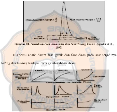 Gambar 10. Penentuan Peak Asymmetry dan Peak Tailing Factor  (Synder et al., 