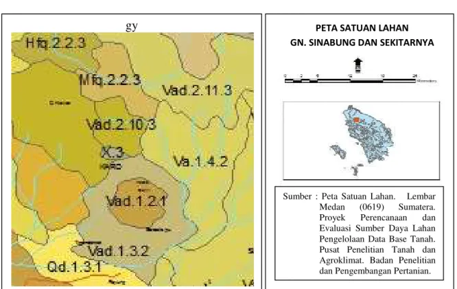 Gambar 1. Peta Satuan Lahan Gunung Sinabung dan Sekitarnya 