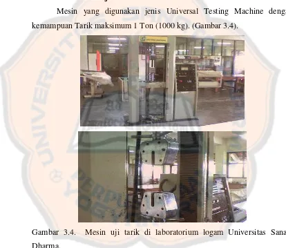 Gambar 3.4.  Mesin uji tarik di laboratorium logam Universitas Sanata 