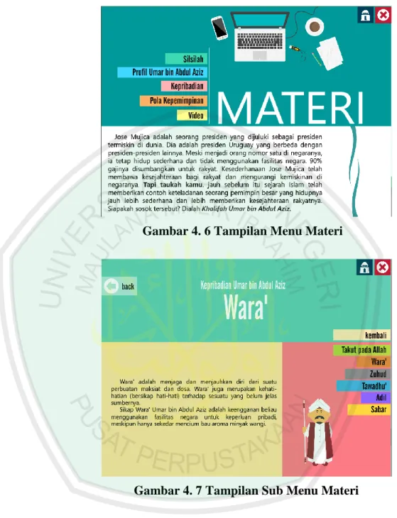 Gambar 4. 6 Tampilan Menu Materi 