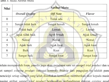 Tabel 3. Skala Atribut Mutu 