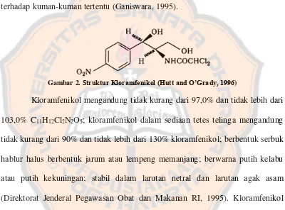 Gambar 2.  Struktur Kloramfenikol (Hutt and O’Grady, 1996) 