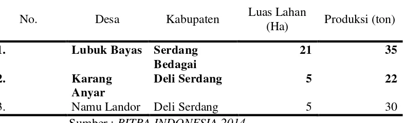 Tabel 3. Luas lahan dan Produksi Padi Organik di Provinsi Sumatera Utara 2012 