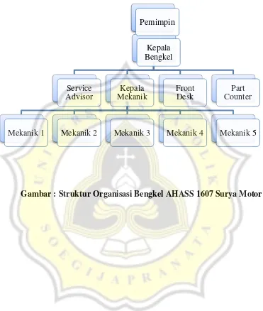 Gambar : Struktur Organisasi Bengkel AHASS 1607 Surya Motor 