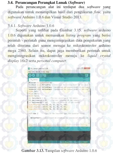 Gambar 3.13. Tampilan software Arduino 1.0.6