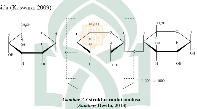 Gambar 2.3 struktur rantai amilosa 
