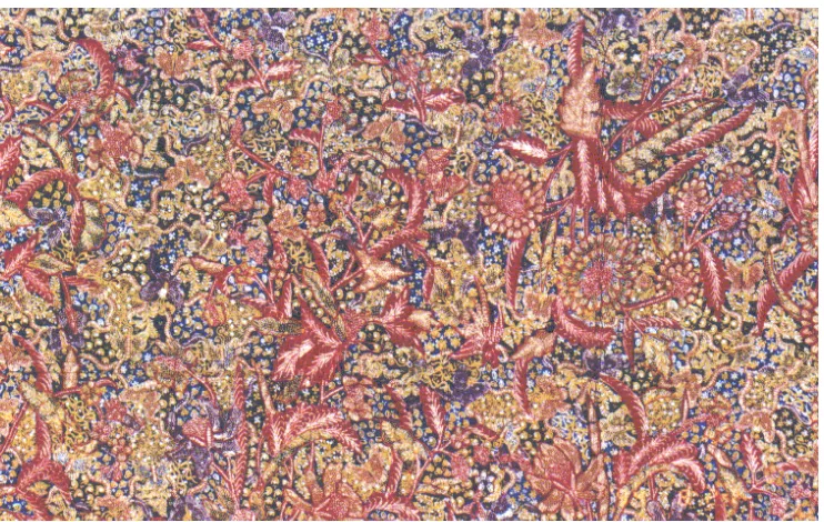 Gambar 13.: Sarung empat negeri (empat warna), motif kembangan.  Koleksi: Pak Widji Soeharto, Lasem