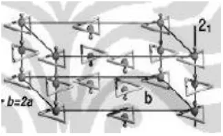 Gambar 2. 3. Struktur monoklinikdari kristal hidroksiapatit (Suriyadi, 2011: 11) 