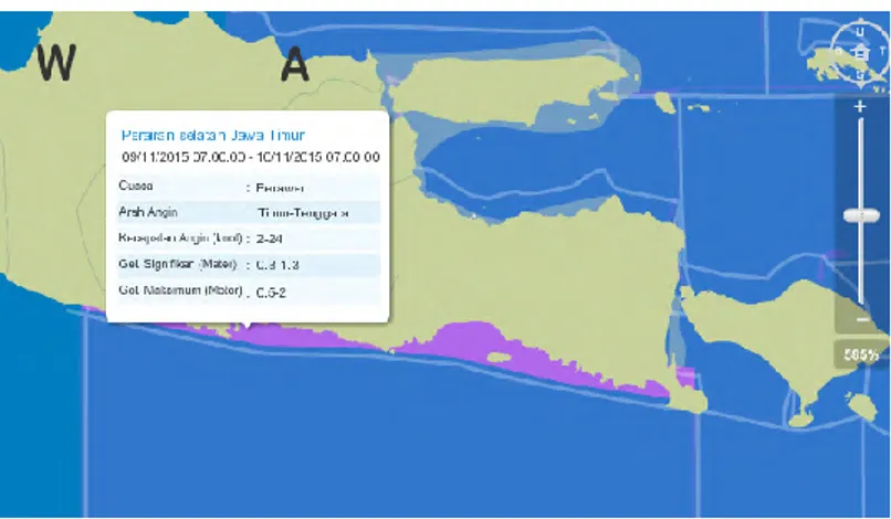 Gambar 4.1; Area pengambilan data gelombang laut (Warna ungu). 