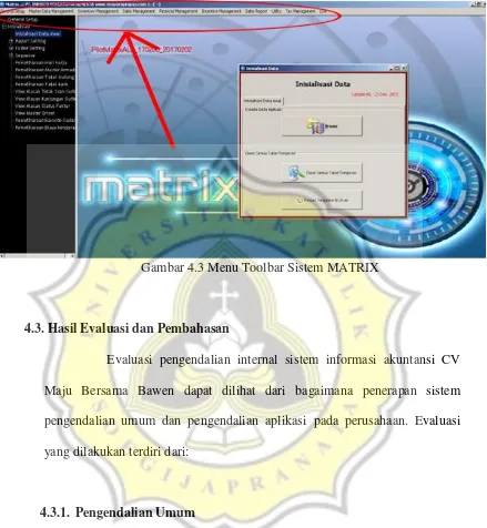 Gambar 4.3 Menu Toolbar Sistem MATRIX 