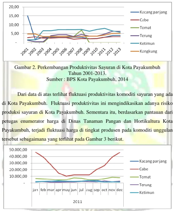 Gambar 2. Perkembangan Produktivitas Sayuran di Kota Payakumbuh   Tahun 2001-2013. 