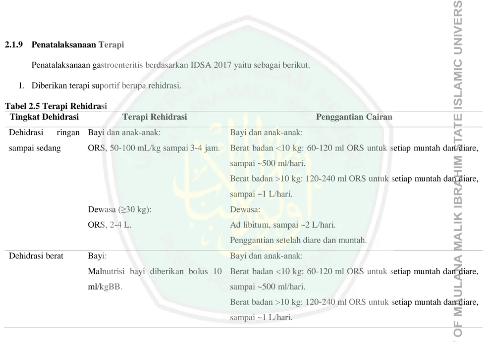 Tabel 2.5 Terapi Rehidrasi 