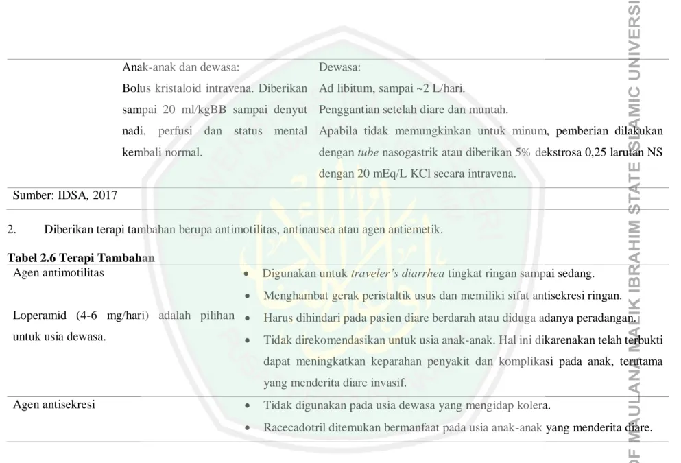 Tabel 2.6 Terapi Tambahan  Agen antimotilitas 