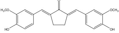 Gambar 2.  Struktur kimia 2,5-bis-(4'-hidroksi-3'-metoksienzilidin)-siklopentanonatau PGV-0.21  