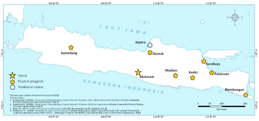 Gambar 7. Kota-kota Beridentitas “Pusat Di Pinggiran” di Pulau Jawa Abad XVI --XVII