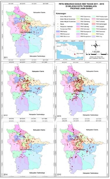 Gambar 1. Sebaran kasus DBD di Kota Tasikmalaya dari tahun 2011-2015 