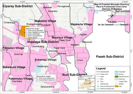 Figure 1. Distribution of mosquito breeding sites observed in Majalaya, Bandung, West Java 