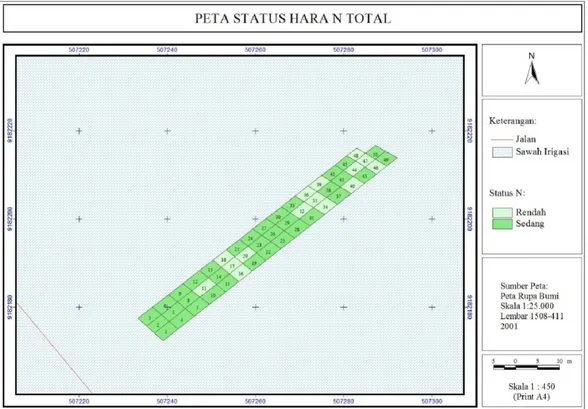 Gambar 1. Peta status hara N-total tanah hasil uji laboratorium 