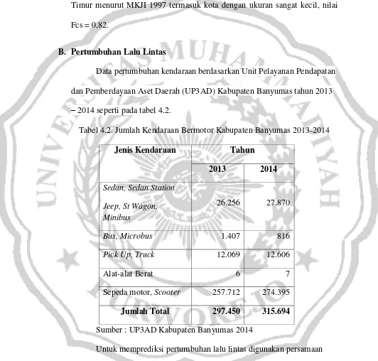 Tabel 4.2. Jumlah Kendaraan Bermotor Kabupaten Banyumas 2013-2014 