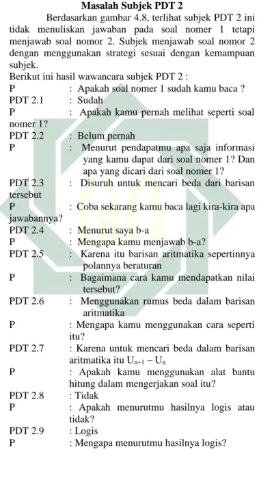 Gambar 4.8 Jawaban Lembar Tugas Pemecahan  Masalah Subjek PDT 2 