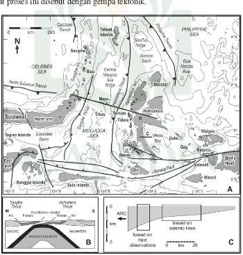 Gambar 2.2: Kondisi tektonik Maluku dan sekitarnya (Sumber: Malod, 2001). 