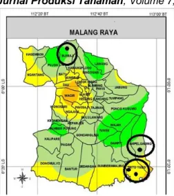 Gambar 1. Peta distribusi pengambilan  sampel tanaman kesemek di  Malang Raya