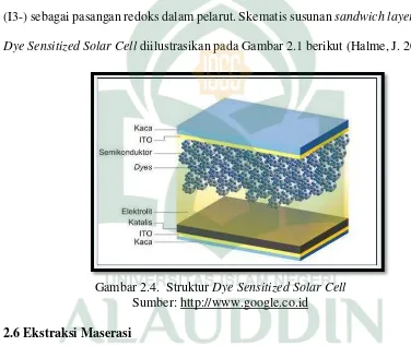 Gambar 2.4.  Struktur Dye Sensitized Solar Cell 