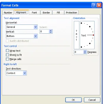 Gambar 11. Kotak Dialog Format Cells – Tab Alignment 