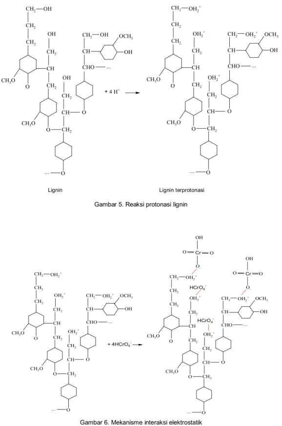 Gambar 5. Reaksi protonasi lignin 