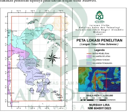 Gambar 4.1 Peta Lokasi Penelitian (Lengan Timur Sulawesi) 