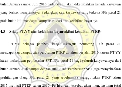 Tabel 4.11 merupakan Perhitungan PPh pasal 21 bulan Juli 2016 dengan PTKP 