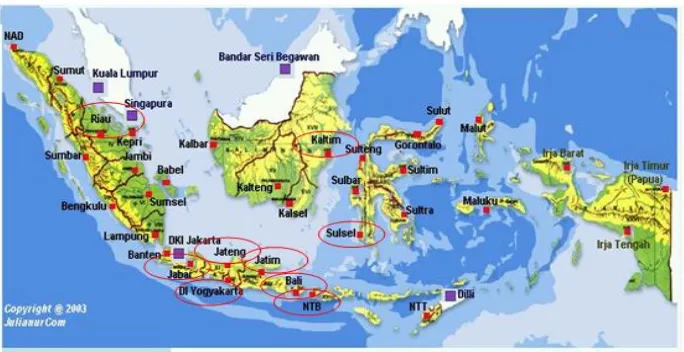 Gambar 2.3 : Peta  Provinsi Pengguna Biogas  (Sumber : https://www.google.co.id/search?q=gambar+peta+indonesia) 