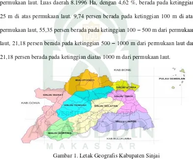 Gambar 1. Letak Geografis Kabupaten Sinjai 